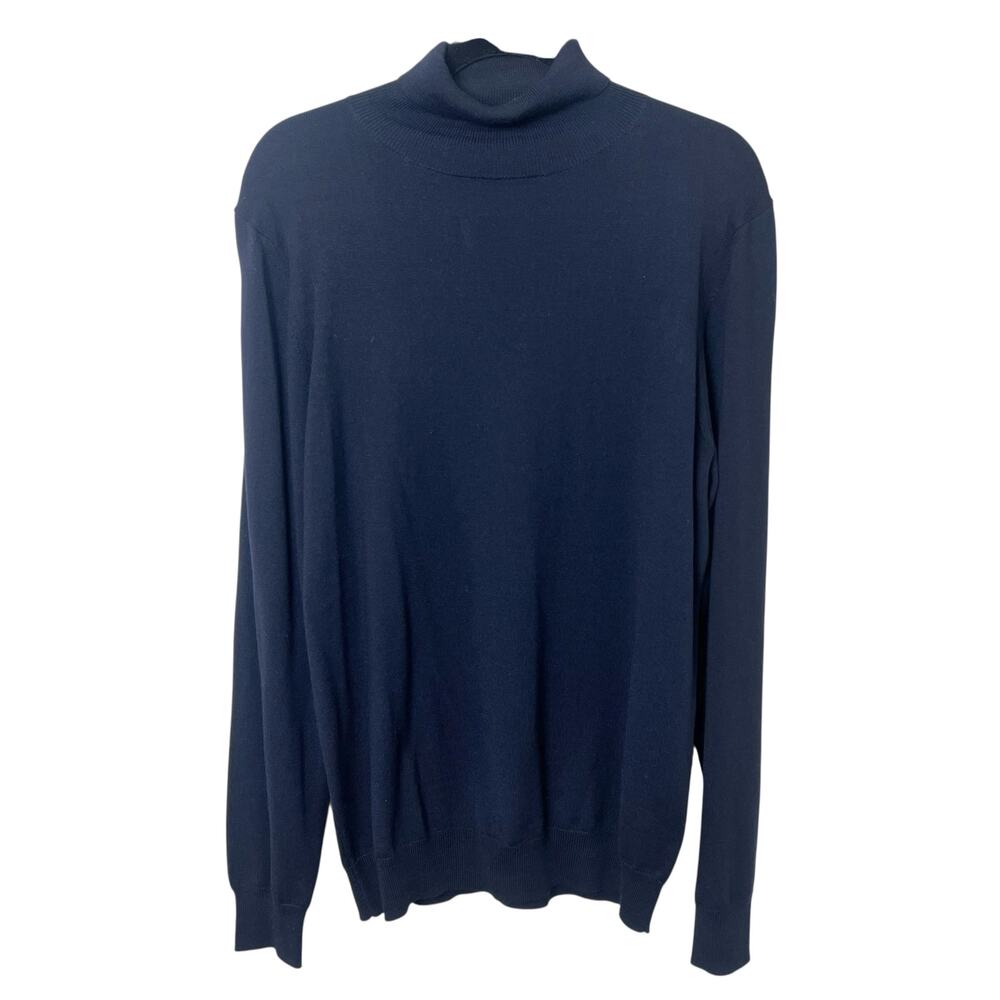 A.P.C. Virgin Wool Fine Knit Turtleneck Sweater Navy Blue Made in Italy Sz L